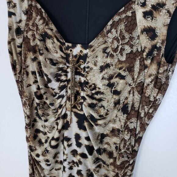 Vintage Caché Y2K Animal Print Bodycon Dress Pinup Fitted size S Cocktail Chic - Picture 11 of 15